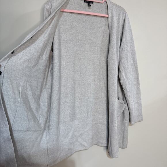 Eileen Fisher Merino Wool V-Neck Long Cardigan Pearl Sz M - Picture 9 of 15